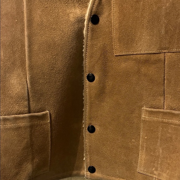 Vintage Leather Vest size medium Sherpa Lined 4 Button Jo O Kay Size M - Picture 5 of 14